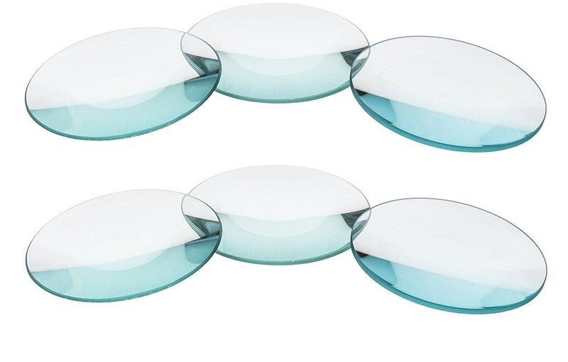 EISCO 6pc Optical Lens Set, 2" (50mm) Diameter - 3 Double Convex Lens & 3 Double Concave Lens - 200mm, 300mm, 500mm Focal Lengths - Optically True Glass - Ground, Beveled Edges - Image 2